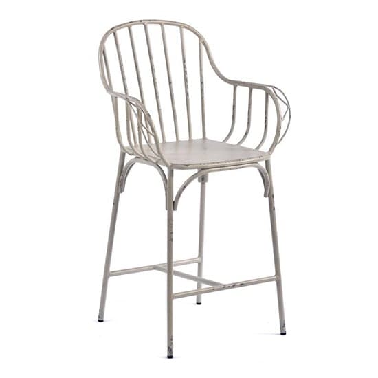 Carla Outdoor Mid Height Vintage Arm Chair In White_1