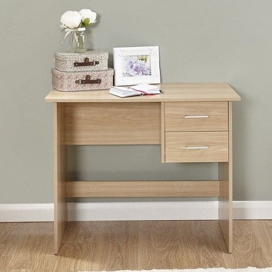 Probus Wooden Computer Desk In Oak With 2 Drawers_2
