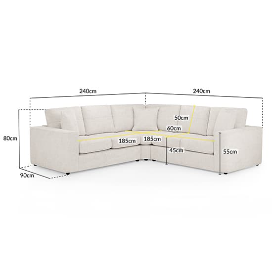 Carlton Fabric Large Corner Sofa In Cream With Wooden Feets_6
