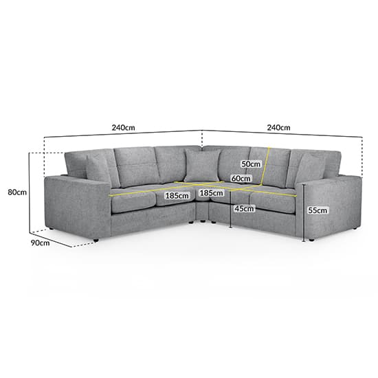Carlton Fabric Large Corner Sofa In Grey With Wooden Feets_6
