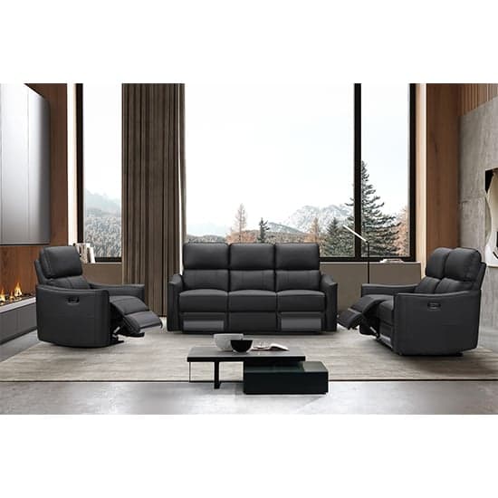 Carlton Faux Leather Electric Recliner 2 Seater Sofa In Black_2