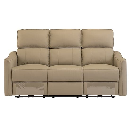 Carlton Faux Leather Electric Recliner 3 Seater Sofa In Taupe_1