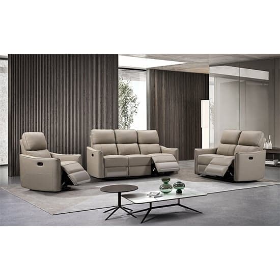 Carlton Faux Leather Electric Recliner Armchair In Taupe_2