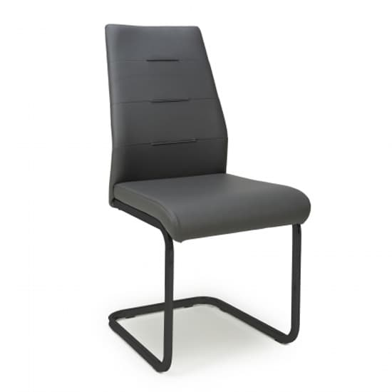 Carlton Graphite Grey Leather Effect Dining Chairs In Pair_2
