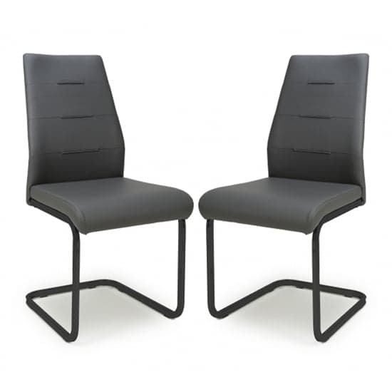 Carlton Graphite Grey Leather Effect Dining Chairs In Pair_1