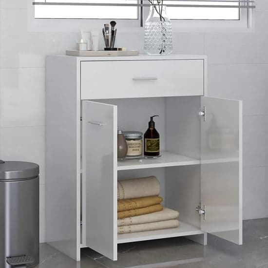 Carlton High Gloss Bathroom Cabinet With 2 Doors In White_2