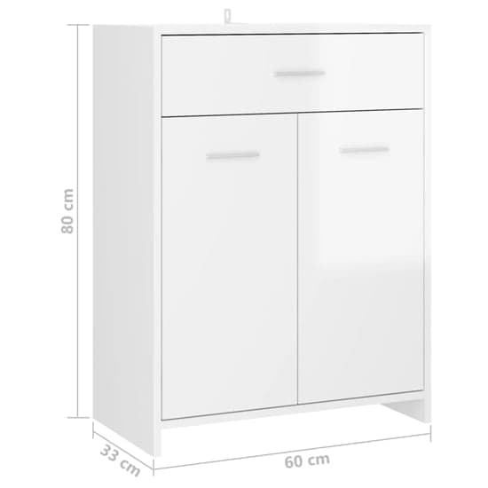 Carlton High Gloss Bathroom Cabinet With 2 Doors In White_3