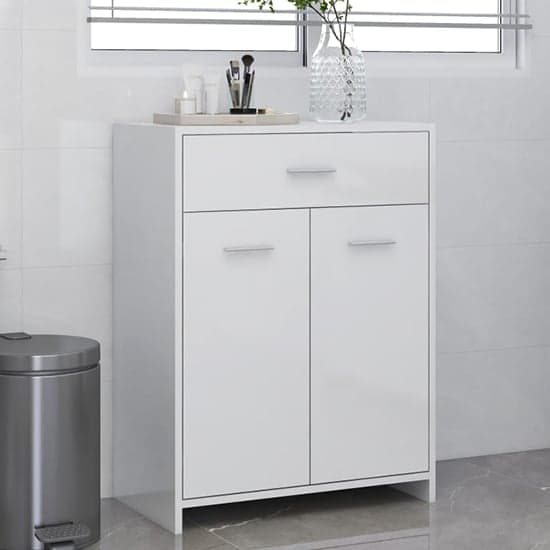 Carlton High Gloss Bathroom Cabinet With 2 Doors In White_1