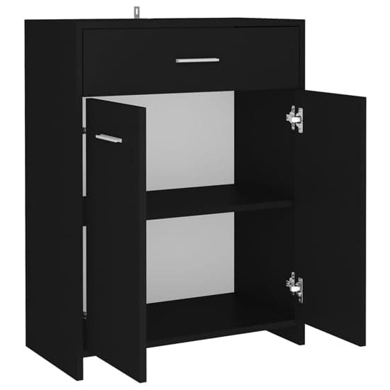 Carlton Wooden Bathroom Cabinet With 2 Doors 1 Drawer In Black_5