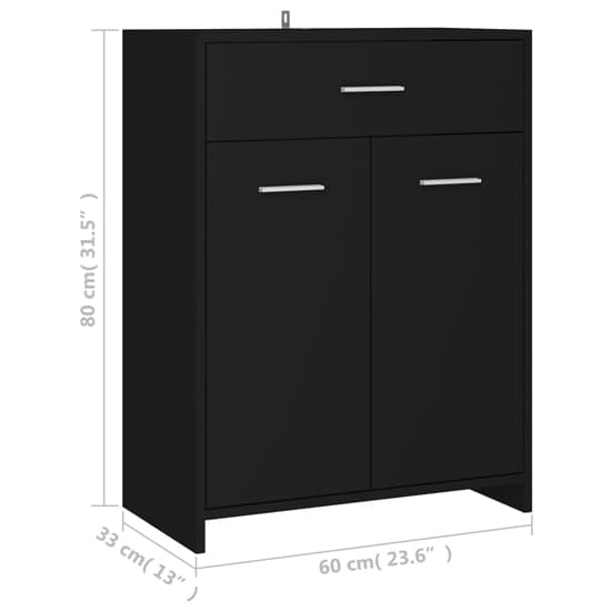 Carlton Wooden Bathroom Cabinet With 2 Doors 1 Drawer In Black_6