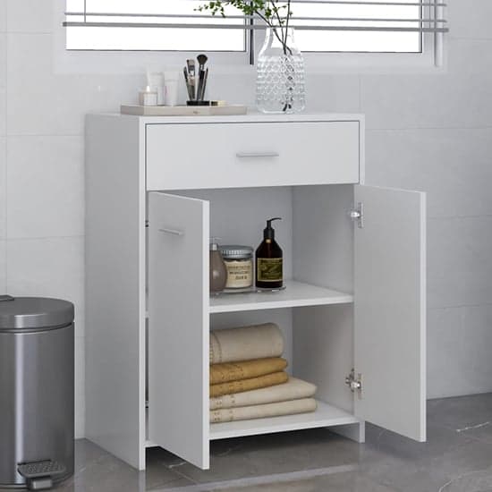 Carlton Wooden Bathroom Cabinet With 2 Doors 1 Drawer In White_2