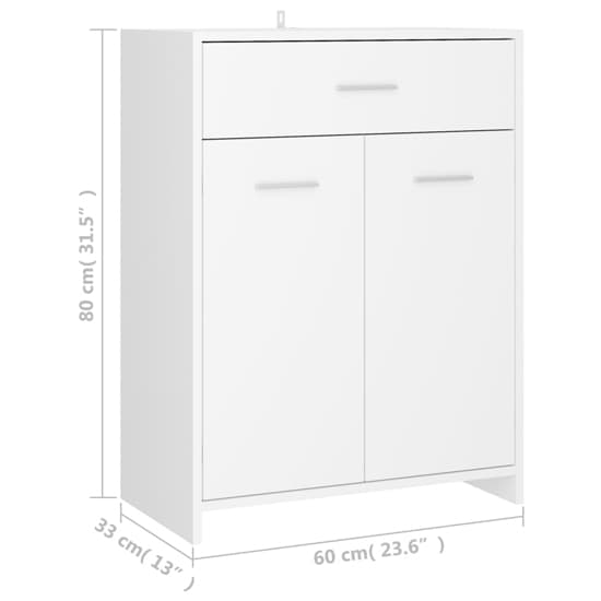 Carlton Wooden Bathroom Cabinet With 2 Doors 1 Drawer In White_6