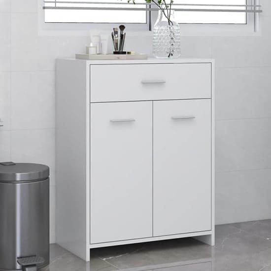 Carlton Wooden Bathroom Cabinet With 2 Doors 1 Drawer In White_1