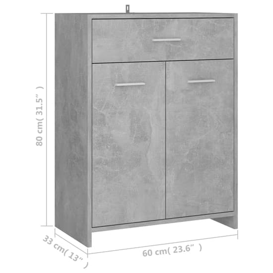 Carlton Wooden Bathroom Cabinet With 2 Doors In Concrete Effect_6