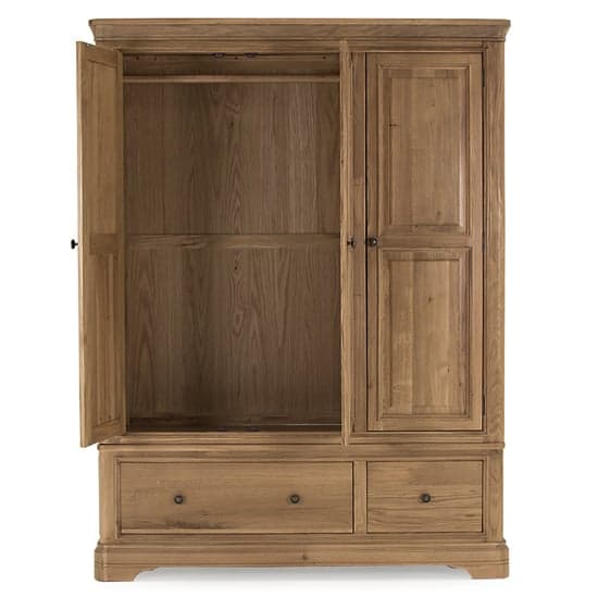 Carman Wooden Wardrobe With 3 Doors And 2 Drawers In Natural_2
