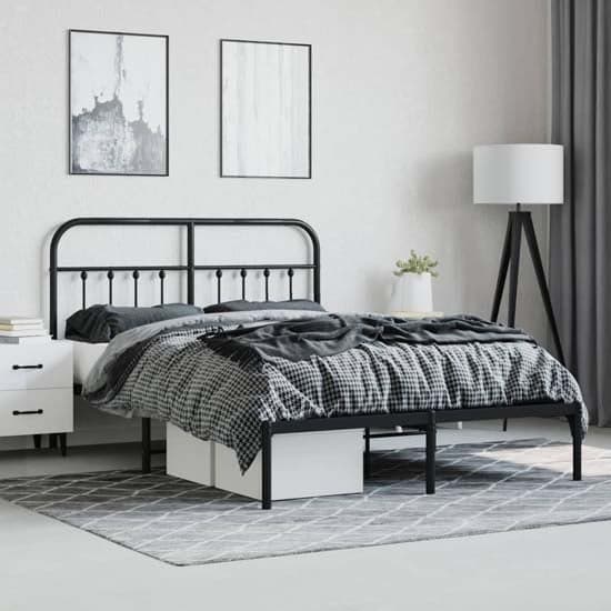 Carmel Metal Double Bed With Headboard In Black_1