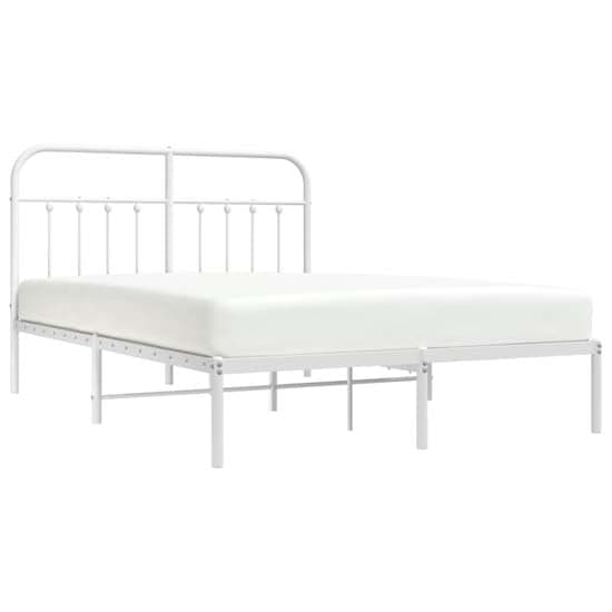 Carmel Metal Double Bed With Headboard In White_2