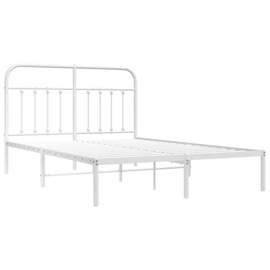 Carmel Metal Double Bed With Headboard In White_3