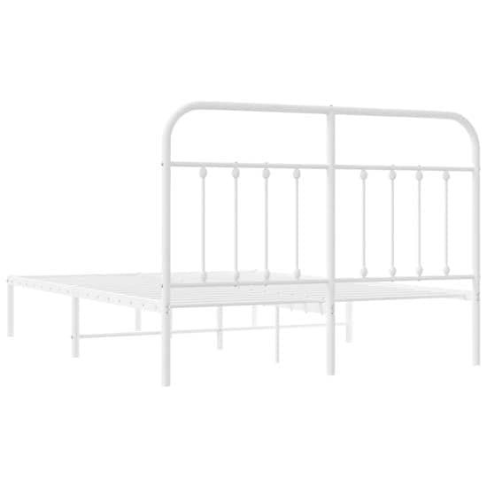 Carmel Metal Double Bed With Headboard In White_6