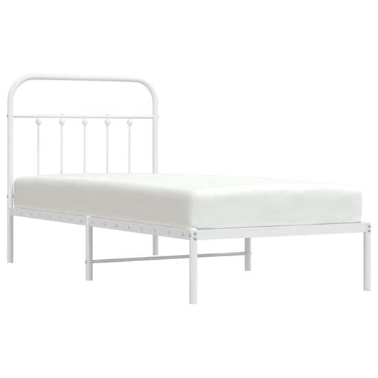 Carmel Metal Single Bed With Headboard In White_2