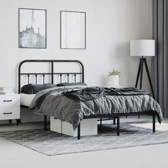 Carmel Metal Small Double Bed With Headboard In Black_1