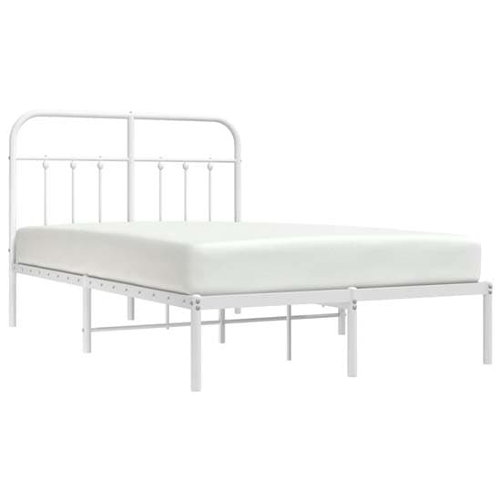 Carmel Metal Small Double Bed With Headboard In White_2