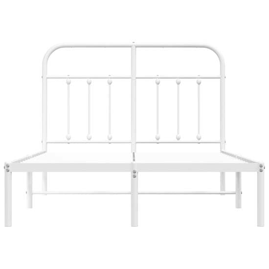 Carmel Metal Small Double Bed With Headboard In White_4