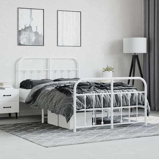 Carmel Metal Small Double Bed In White_1