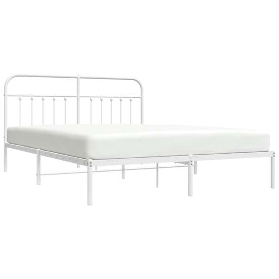 Carmel Metal Super King Size Bed With Headboard In White_2