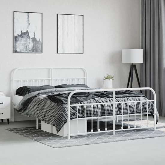 Carmel Metal Super King Size Bed In White_1