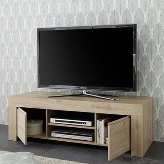 Carney Contemporary TV Stand In Cadiz Oak With 2 Doors_2