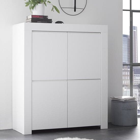 Carney Contemporary Highboard In Matt White With 4 Doors_1