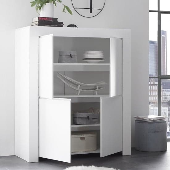 Carney Contemporary Highboard In Matt White With 4 Doors_2