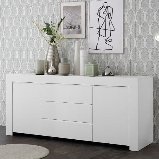 Carney Sideboard In Matt White With 2 Doors And 3 Drawers_1