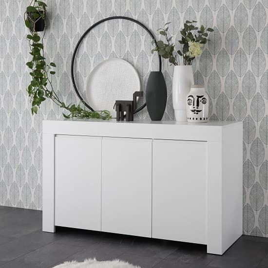 Carney Contemporary Sideboard In Matt White With 3 Doors_1