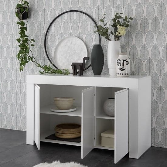 Carney Contemporary Sideboard In Matt White With 3 Doors_2