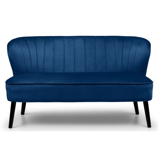 Caliste Velvet 2 Seater Sofa In Blue With Black Wooden Legs_2