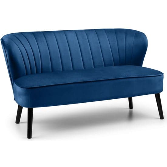 Caliste Velvet 2 Seater Sofa In Blue With Black Wooden Legs_3