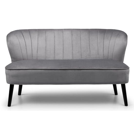 Caliste Velvet 2 Seater Sofa In Grey With Black Wooden Legs_2