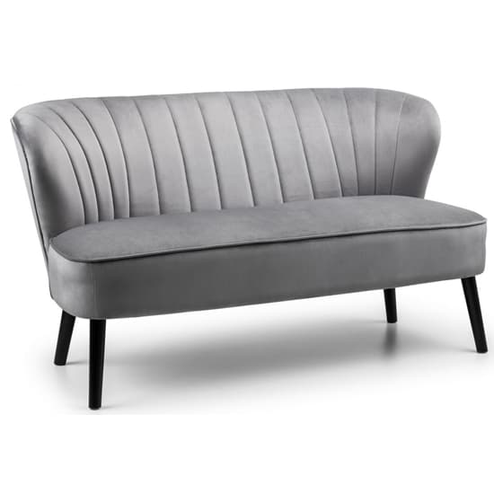 Caliste Velvet 2 Seater Sofa In Grey With Black Wooden Legs_3