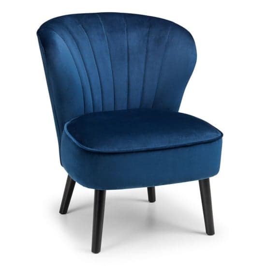 Caliste Velvet Bedroom Chair In Blue With Black Wooden Legs_2