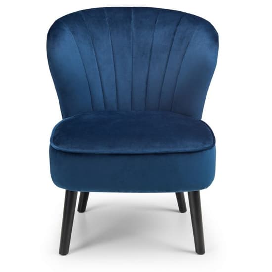 Caliste Velvet Bedroom Chair In Blue With Black Wooden Legs_3