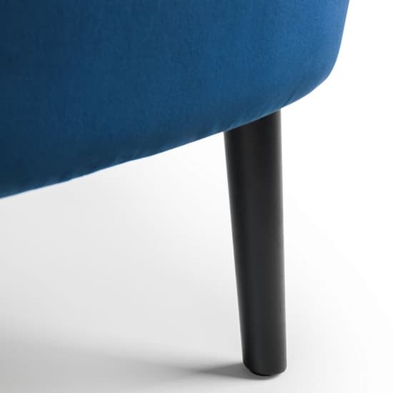Caliste Velvet Bedroom Chair In Blue With Black Wooden Legs_5