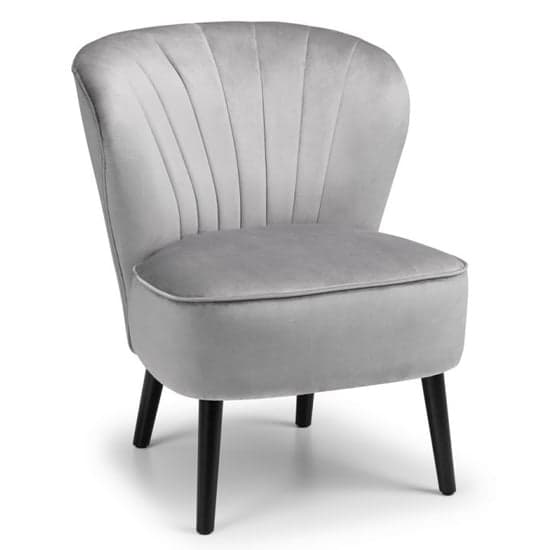 Caliste Velvet Bedroom Chair In Grey With Black Wooden Legs_2