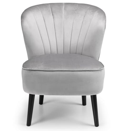 Caliste Velvet Bedroom Chair In Grey With Black Wooden Legs_3