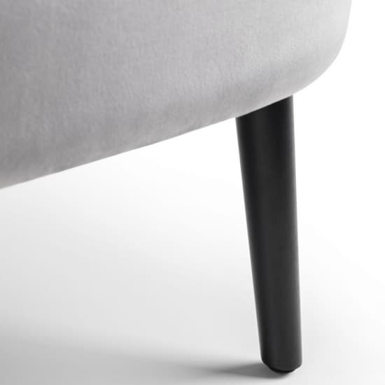 Caliste Velvet Bedroom Chair In Grey With Black Wooden Legs_5