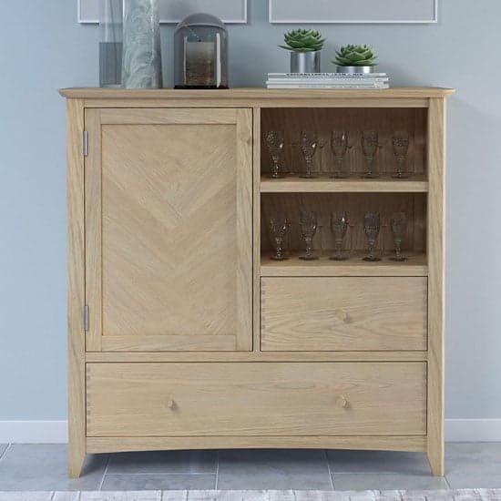 Carnial Wooden Large Drinks Store Cabinet In Blond Solid Oak_1