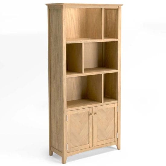 Carnial Wooden Large Multi Display Bookcase In Blond Solid Oak_2
