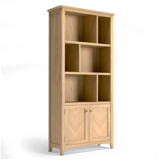 Carnial Wooden Large Multi Display Bookcase In Blond Solid Oak_3