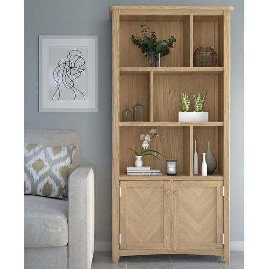 Carnial Wooden Large Multi Display Bookcase In Blond Solid Oak_1